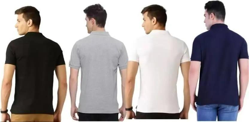 Poly Matte Assorted Solid Half Sleeves Mens Polo T-Shirt Pack Of 4