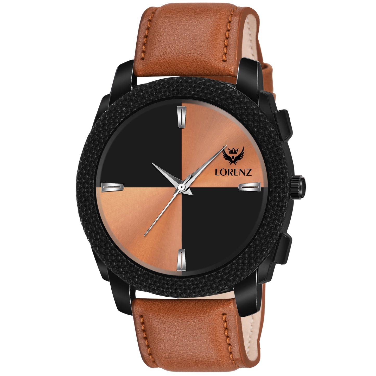 Lorenz Two Tone Dial & Brown Leather Strap Analogue Watch for Men