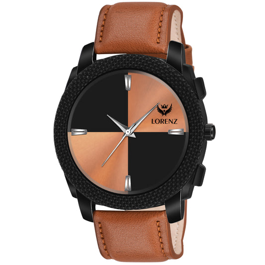 Lorenz Two Tone Dial & Brown Leather Strap Analogue Watch for Men